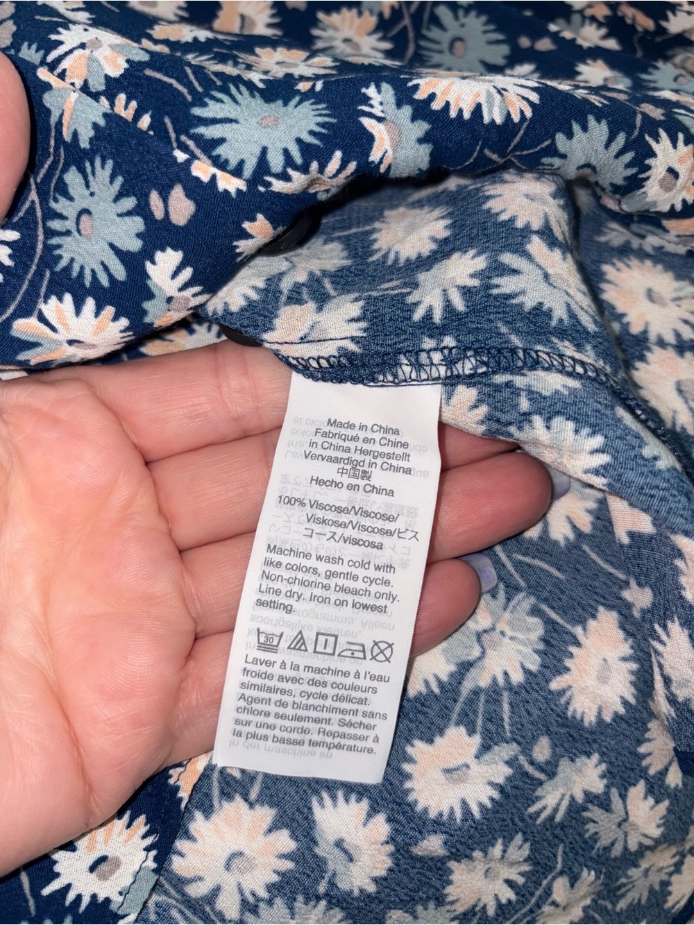 NWT Madewell Tie Sleeve Button Down Top M French Floral Blue Blouse - Picture 7 of 7